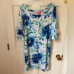 Lilly Pulitzer Lula Floral Dress Pink Tropics Tint Sweet Pea, Extra Large (XL)